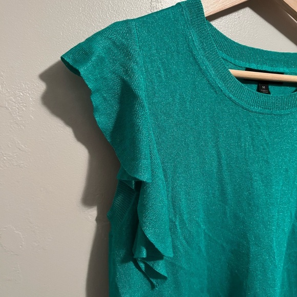 Banana Republic Sleeveless Ruffle Sweater Short Sleeve Green Top Medium Knit - Picture 6 of 14